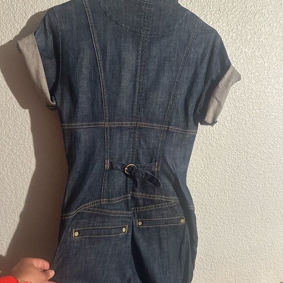 Bebe Dark Blue Denim Dress with Gold Accents - Picture 3 of 4